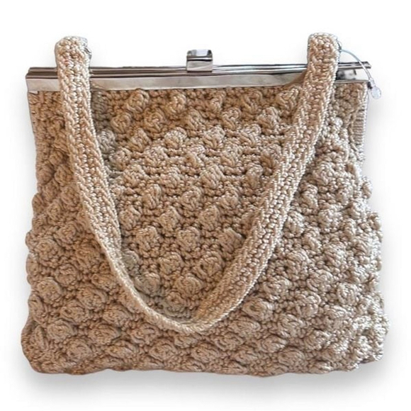 Handbags - Handmade Light Beige Crochet Purse. Never used!